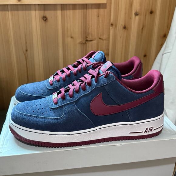 2014 Nike Air Force Low 1 Suede Midnight Navy Deep Garnet main image 6